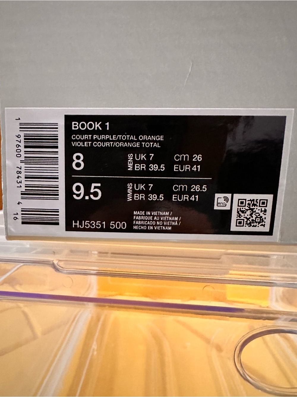 Nike Book 1 "Sunset" HJ5351-500 Court Purple/Total Orange Men's Low Top 2024 - Picture 14 of 14